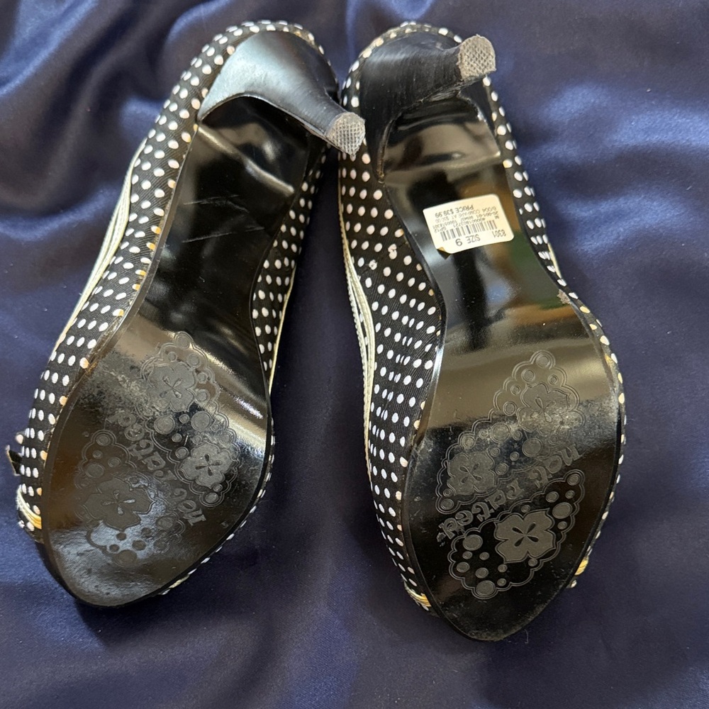 Not Rated  Black and White Polka Dot Heels - Picture 3 of 5
